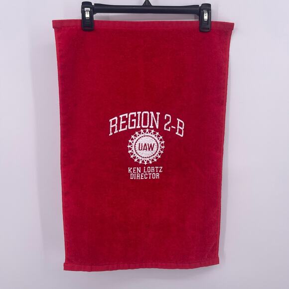 TWO UAW Region 2B Golf Towels Ken Lortz Director Red Blue Ford GM Chrysler - Picture 2 of 9